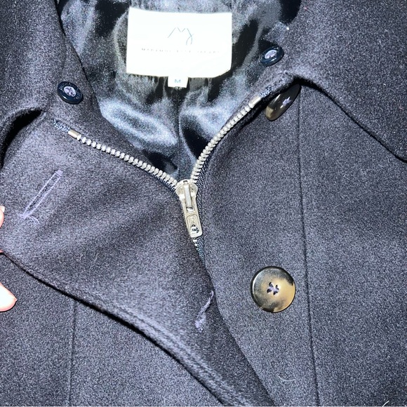 Mademoiselle Jacadi Paris size M black wool blend double breasted lined pea coat - Picture 7 of 16